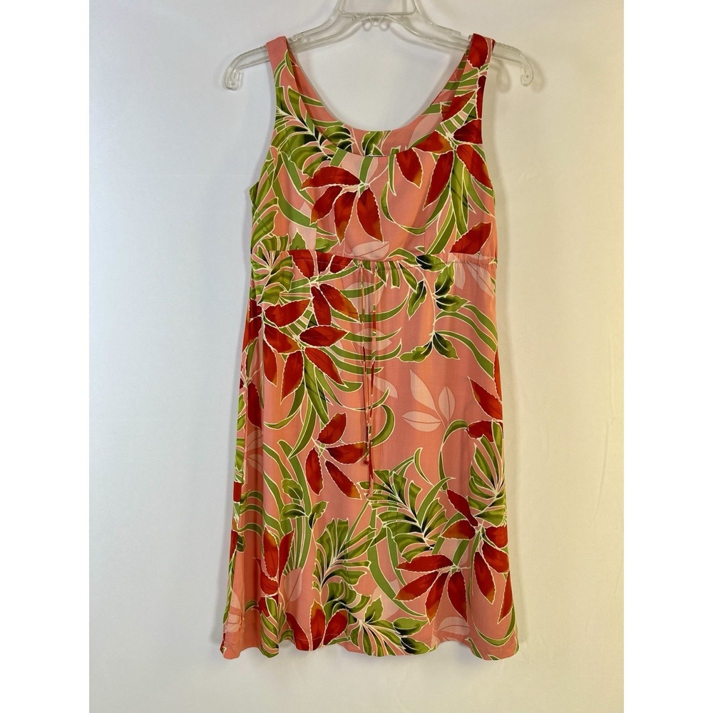 Puanani Hawaiian Dress Pink Floral Sleeveless Women's XS Resort‎ wear Vacation